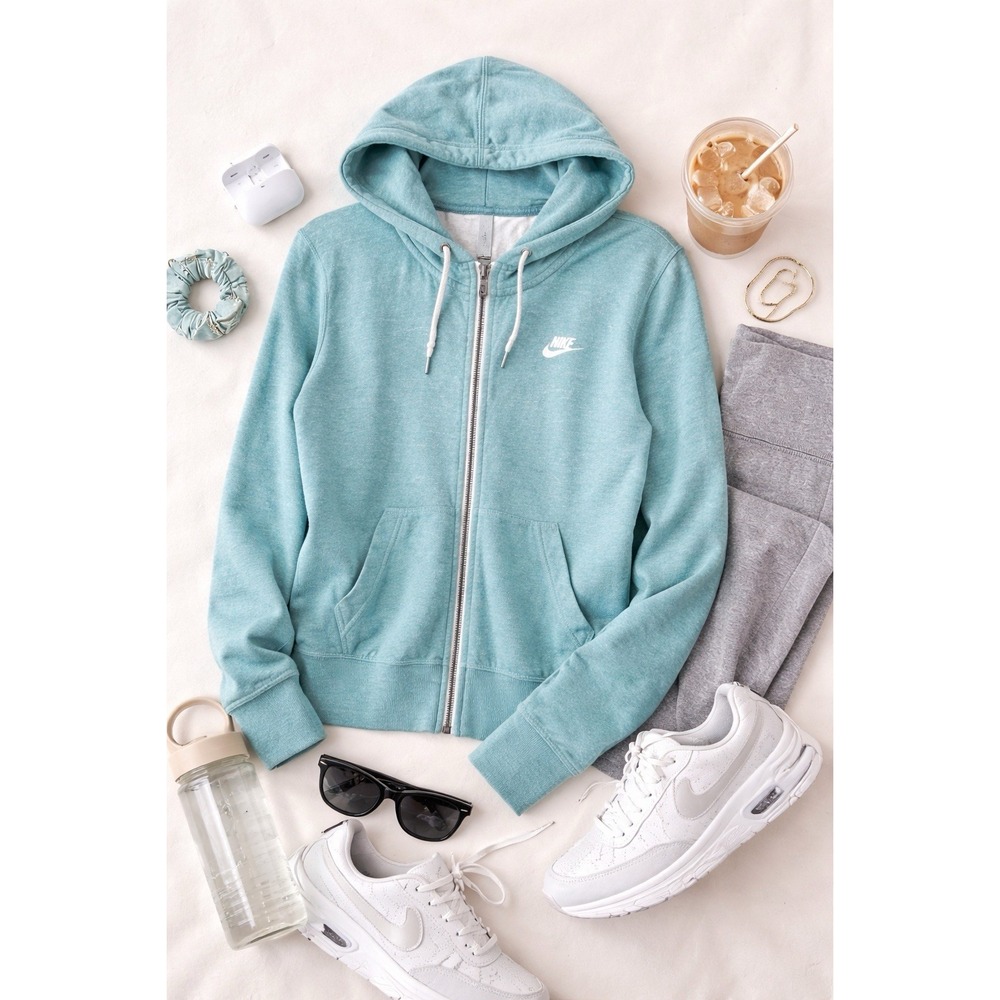Nike Women's Zip Up Hoodie Mint Green Full Zip Sweatshirt Size L